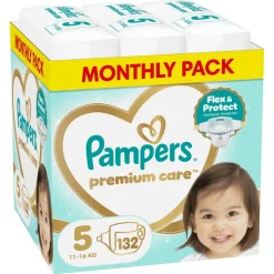 Zestaw Pampers Premium Care 7, (15+ kg), 99 szt. + 5, (11-16 kg), 132 szt.