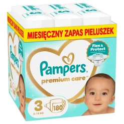 Zestaw Pampers Premium Care 7, (15+ kg), 99 szt. + 3, (6-10kg), 180 szt.