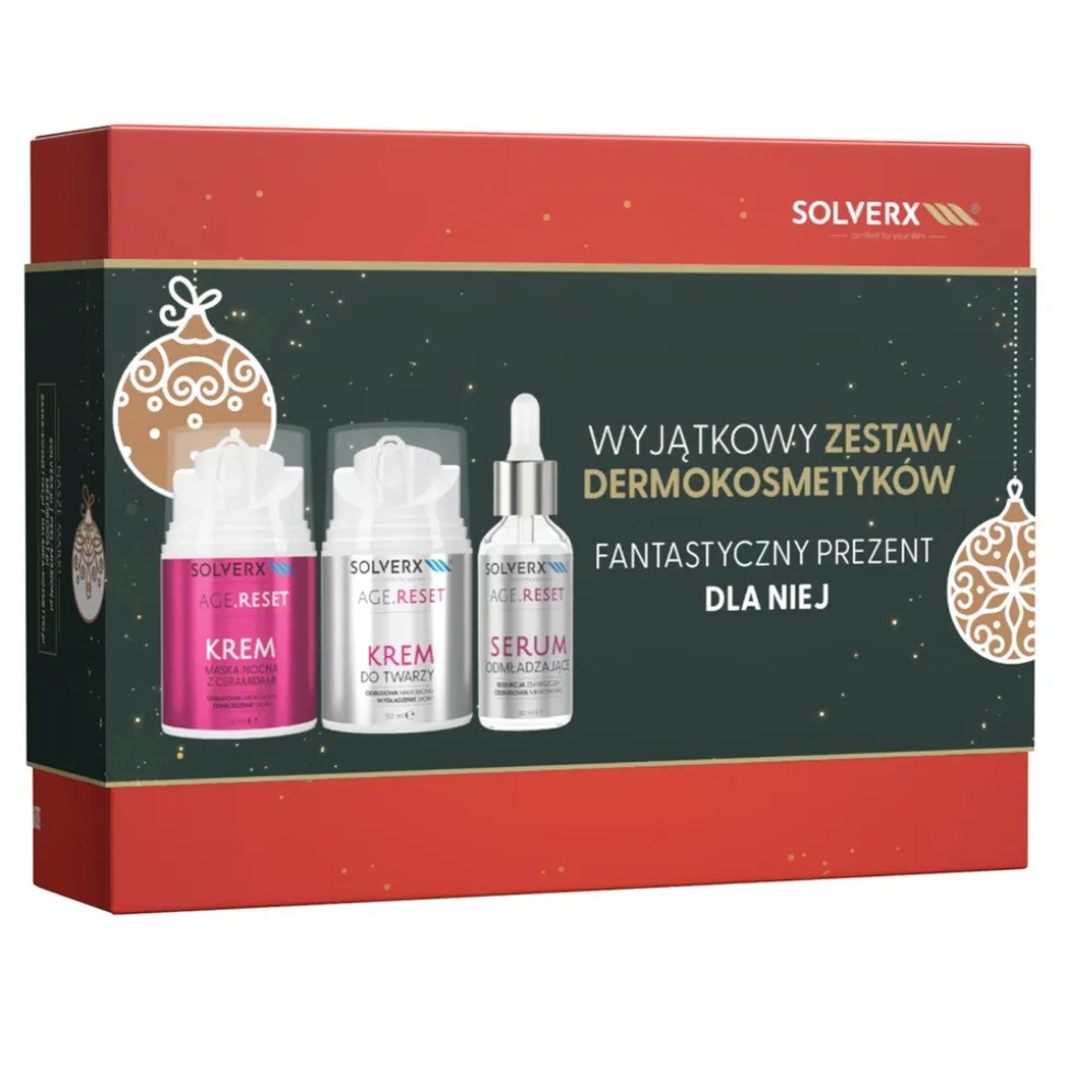 Zestaw Solverx Age Reset, krem-maska na noc, 50 ml + krem do twarzy, 50 ml + serum, 30 ml