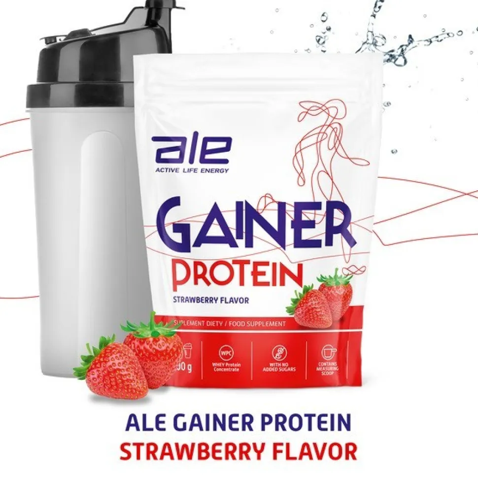 Zestaw 3 x ALE Gainer Protein Strawberry Flavor