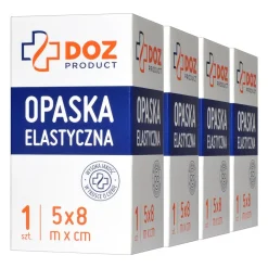 Zestaw 4x DOZ PRODUCT Opaska elastyczna tkana z zapinką, 5 m x 8 cm, 1 szt.