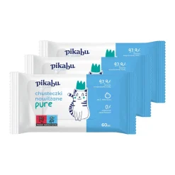 Zestaw 3x Pikabu Baby Care, chusteczki nawilżane Pure, 60 szt.