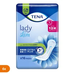 Zestaw 6 x Tena Lady Slim, podpaski na nietrzymanie moczu, Extra Plus, 16 szt.