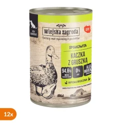Zestaw 12 x Wiejska Zagroda Kaczka z gruszką, mokra karma dla psa, 400 g