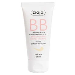 Ziaja BB, aktywny krem na niedoskonałości, skóra normalna/sucha/wrażliwa, odcień jasny, 50 ml