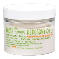 Ziaja Kokos Kokosowy, wygładzający i świeży peeling-puch do ciała 2w1, 270 ml